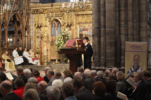 Pupils read the Woodard Preamble to the Service