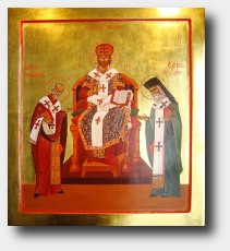 Christ the Great High Priest with Saints Nicholas and Nectarios